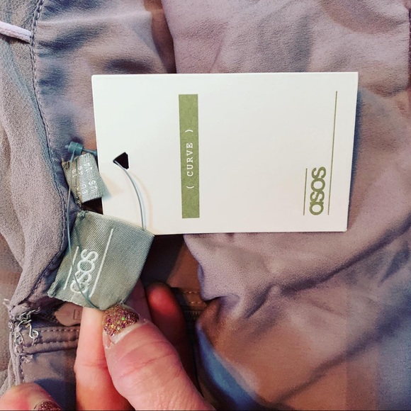 NWT ASOS Curve Chiffon Formal Dress Plus Sized Lavender Lilac 14 - Picture 7 of 9